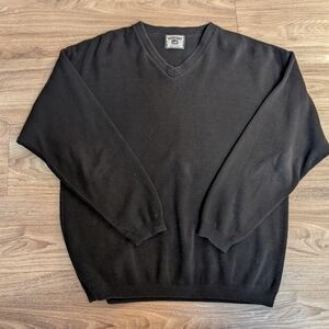 Vintage Lee Men's Classic Black V-Neck Sweater L
